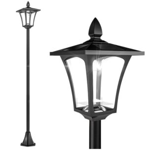 Farola Solar Luz Solar para Jardín con Panel Solar Encendido Automático y Marco de Acero Inoxidable Impermeable IP44 para Terraza Patio 18x18x160 cm Negro