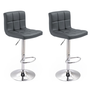 Lot de 2 tabourets de bar gris MIKE