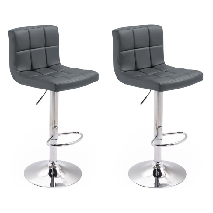 Lot de 2 tabourets de bar gris MIKE