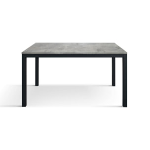 Tavolo TROPEA in legno, finitura grigio cemento e base in metallo verniciato antracite, allungabile 140x80 cm - 190x80 cm