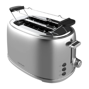 Cecotec Tostadora 2 Rebanadas Toast&Taste 1000 Retro Double Inox. 980 W 2 Ranura