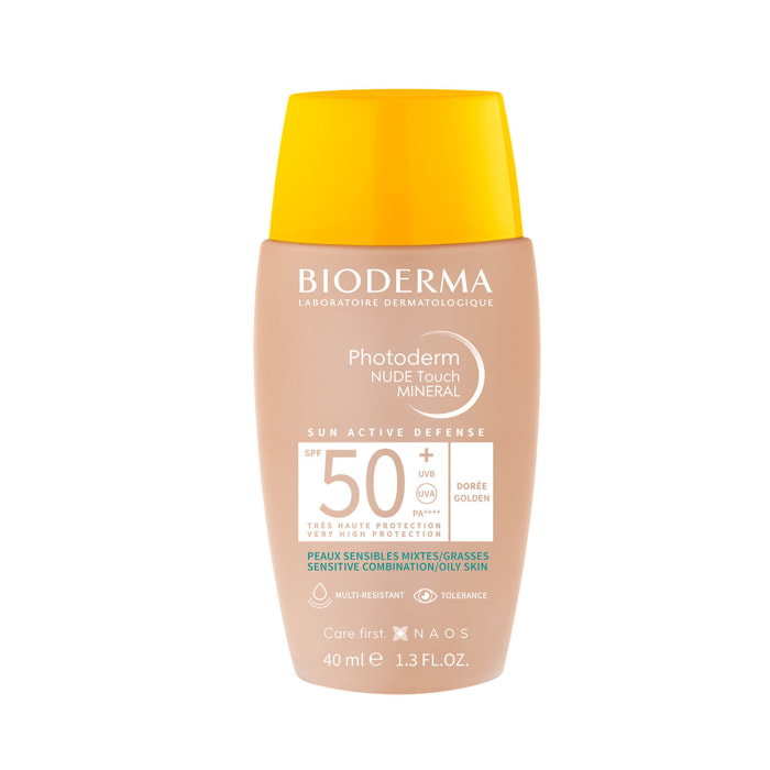 Photoderm Nude Touch - Soin Minéral Teinté Doré - Peaux Sensibles Mixtes/Grasses SPF50+ 40 ml