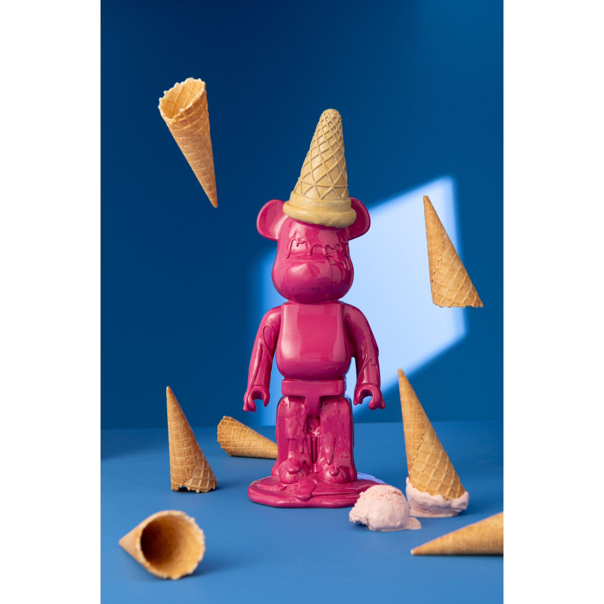 J-Line décoration Ours Cornet Glace - plastique - rose