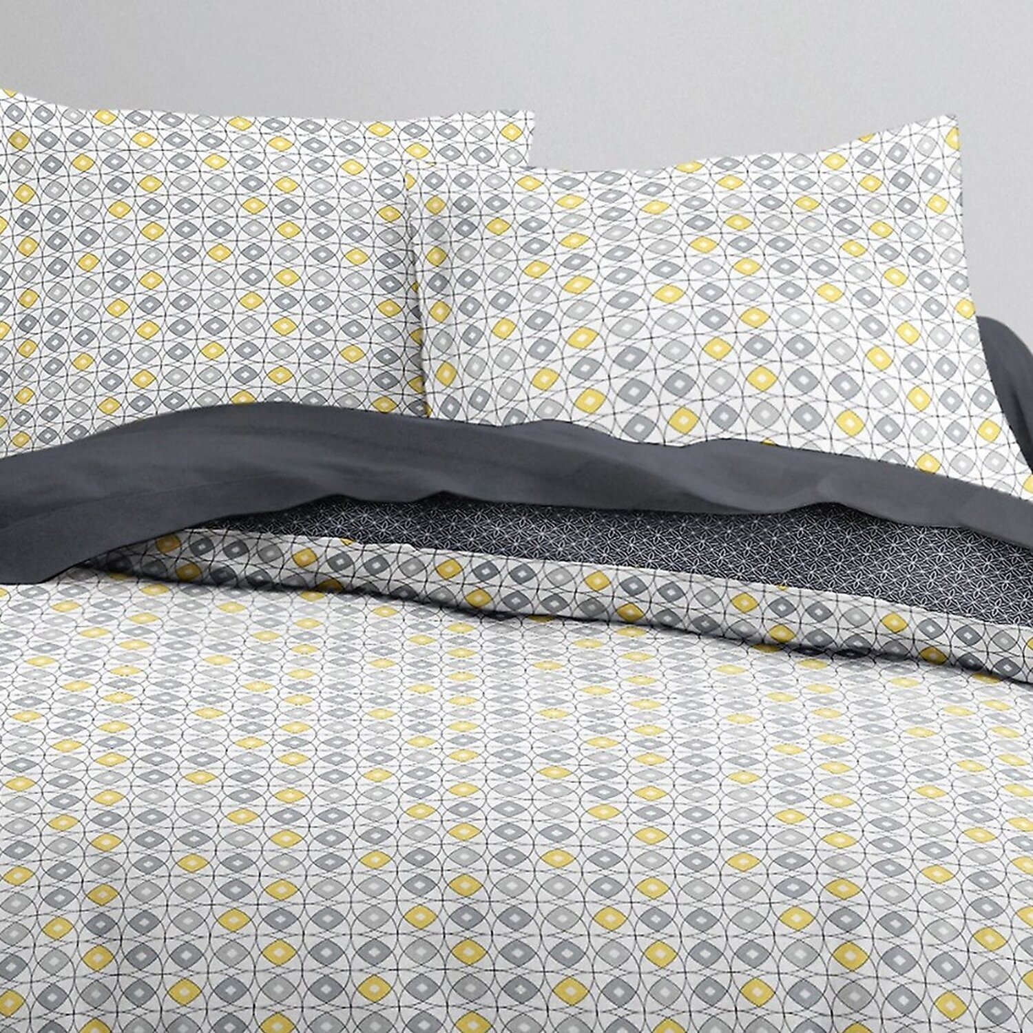 Parure housse de couette 3pcs 100% coton 57fils gris