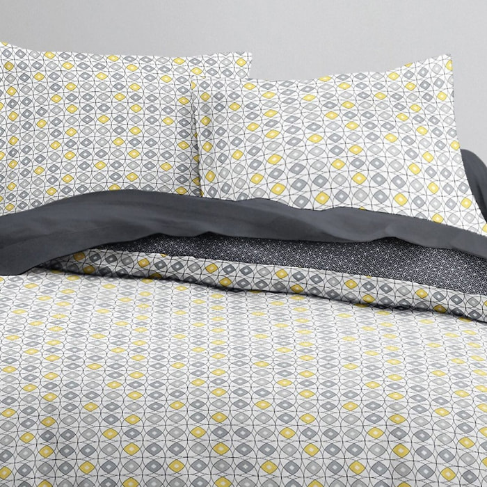 Parure housse de couette 3pcs 100% coton 57fils gris