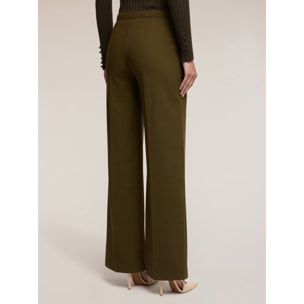 Motivi - Pantalones palazzo de franela mezcla de lana - Verde militare