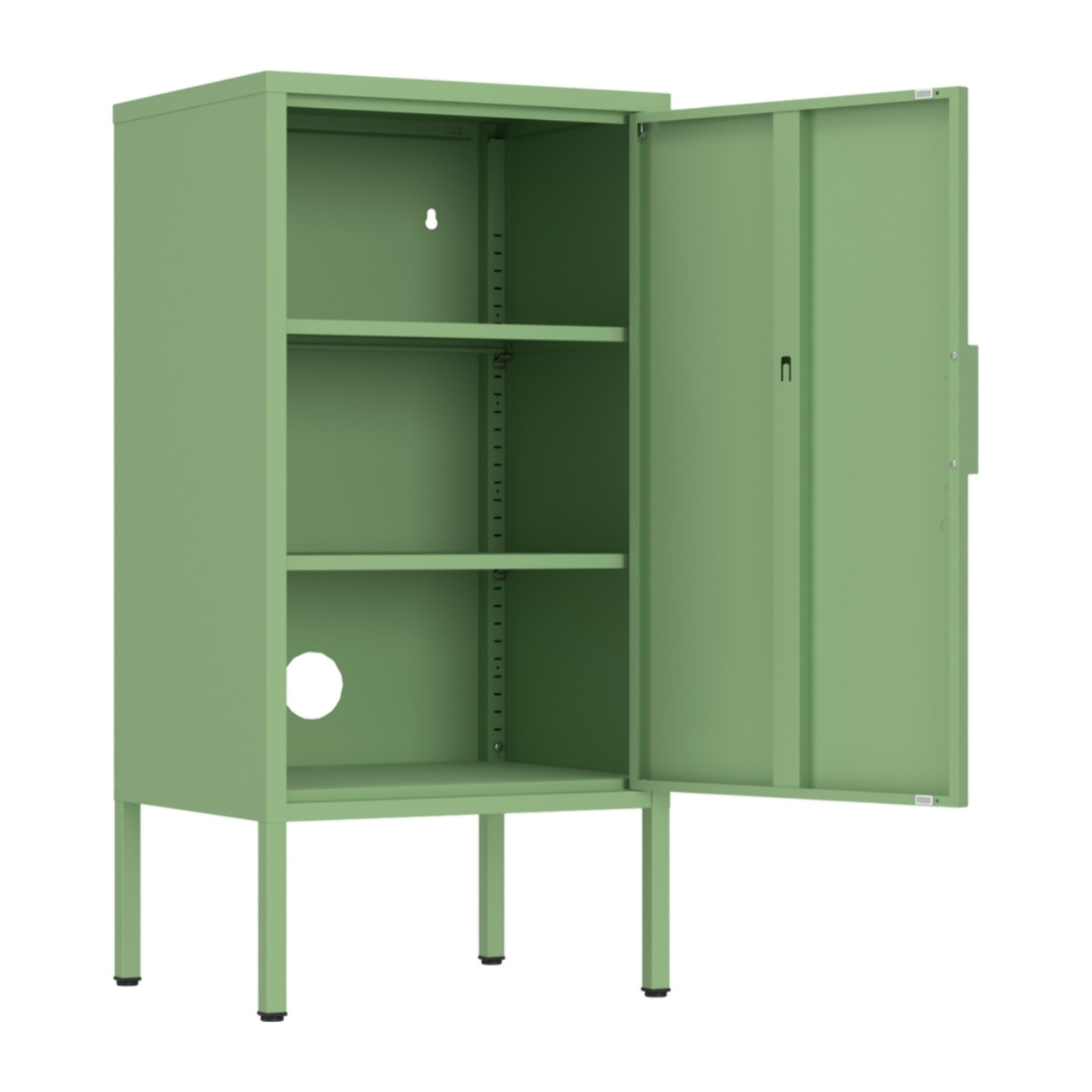 Armadietto basso in metallo 1 anta 35x46x72cm verde salvia - Pop