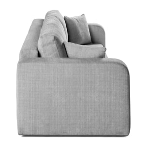 Miro - canapé droit 3 places - convertible avec coffre - en velours texturé - Gris