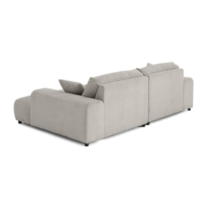 Garance - canapé droit 4 places double méridienne - assise profonde - en velours côtelé - Gris clair