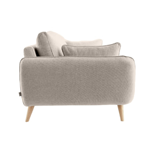 Canapé scandinave 3 places en tissu beige et bois clair CREEP