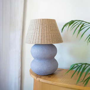 Lampe à poser en jute et papier mauve - Ida