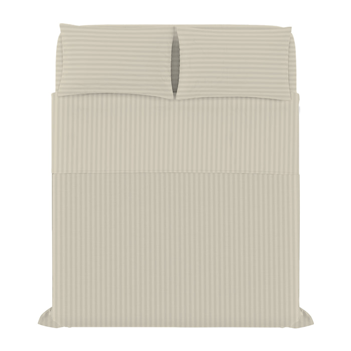 COMPLETO LETTO SATIN STRIPES, 100% Raso di Poliestere, Tinta Unita, Made in Italy - TORTORA