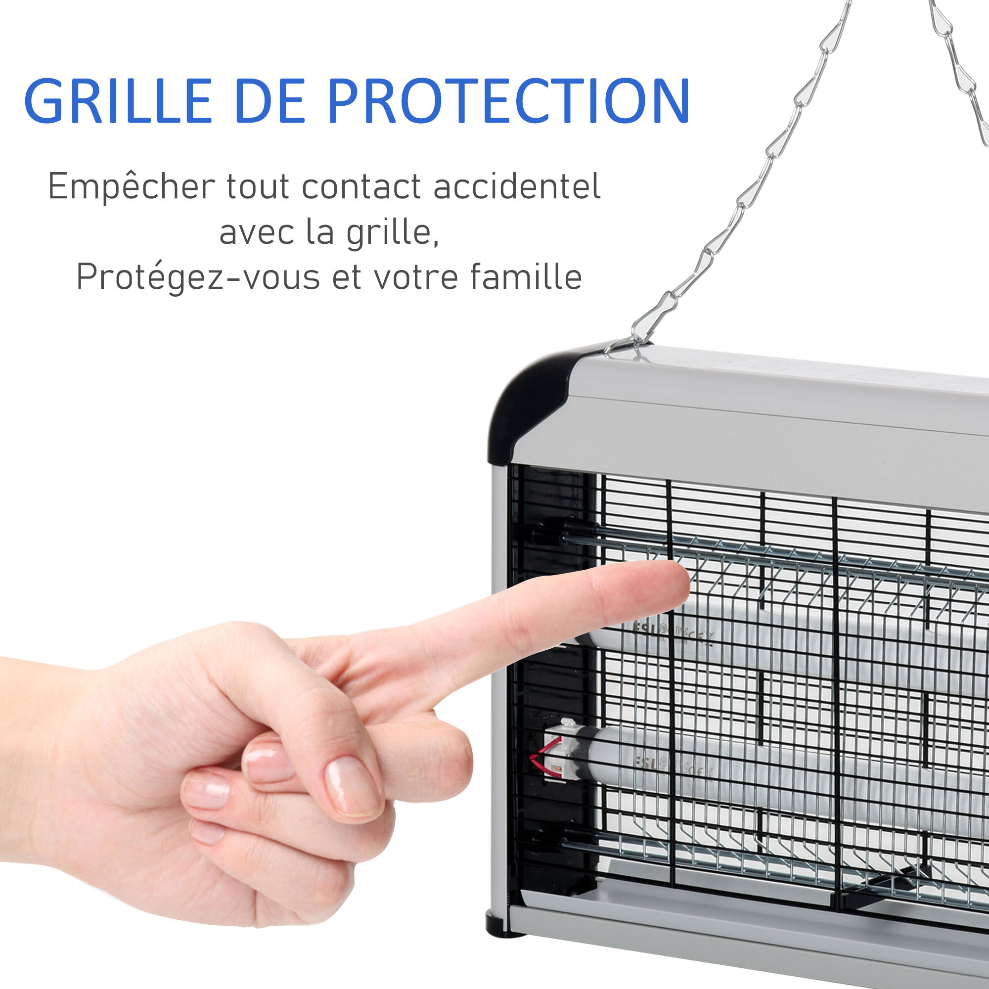 Outsunny Lampe UV anti-insectes anti moustique tue mouche électrique destructeur d'insectes 20 W noir gris