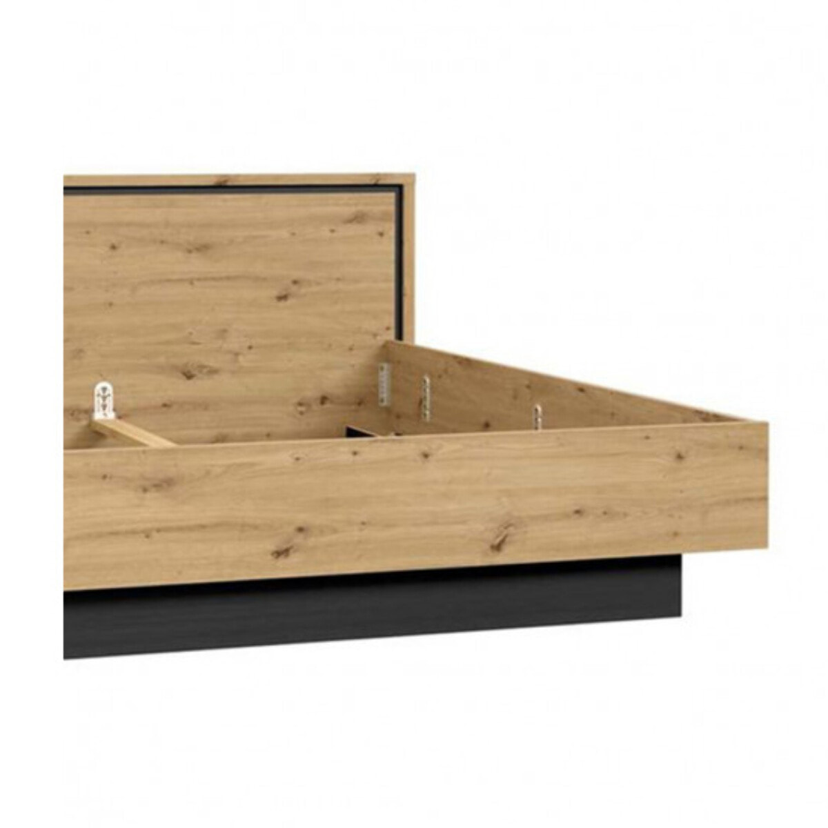 Lit double king size 180x200 en bois de chêne et métal noir - IBIZA