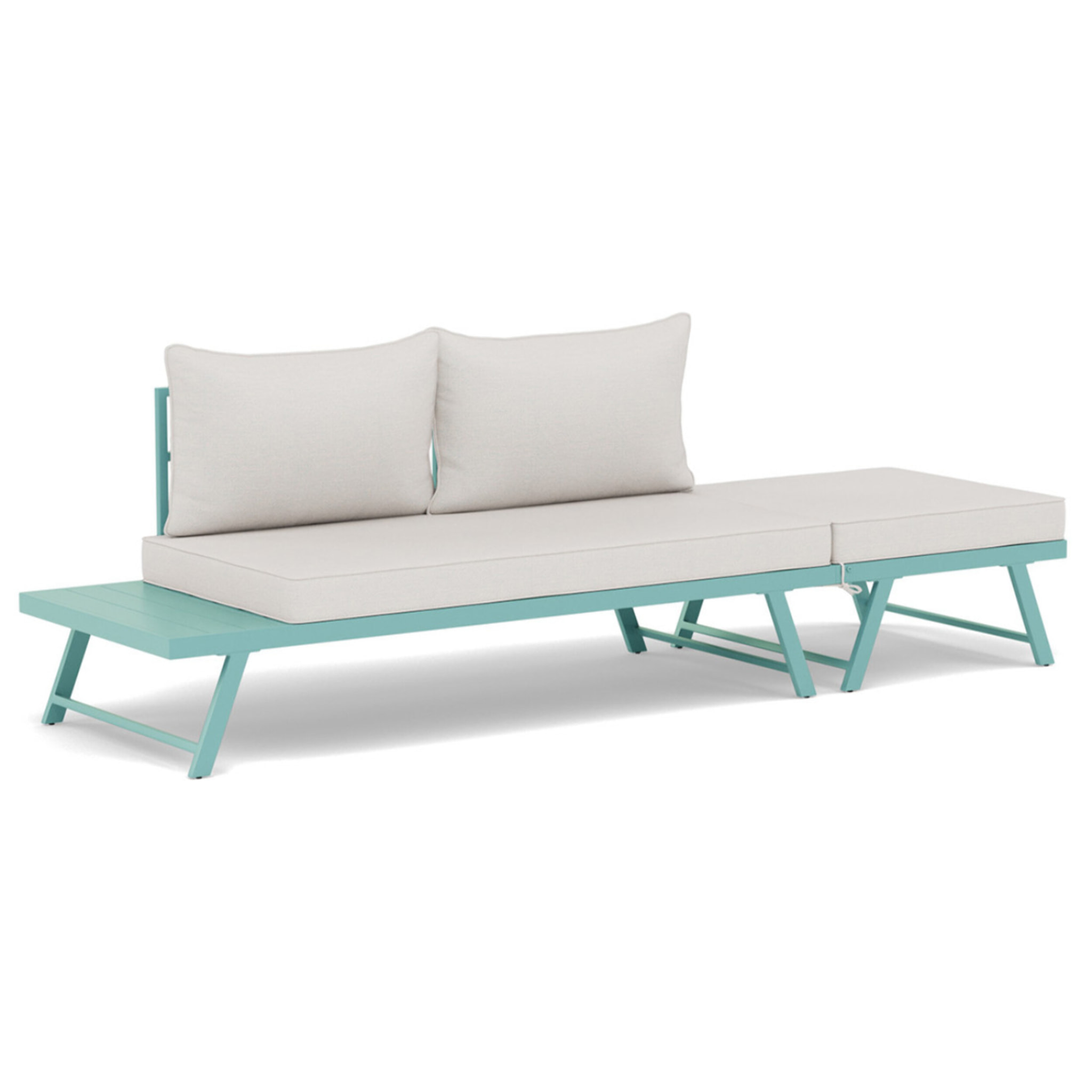 Isadora - salon de jardin 3 places - modulable - vert avec coussins beiges - Vert / Beige