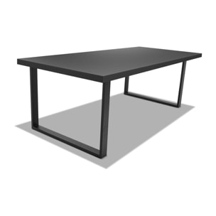 Tavolo da pranzo 220x100cm in legno e metallo con piedi squadrati e ripiano in colore legno nero