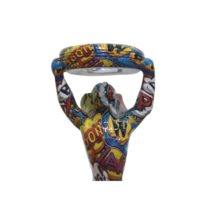 Statuette chien et pneu en résine multicolore H32cm - POPART