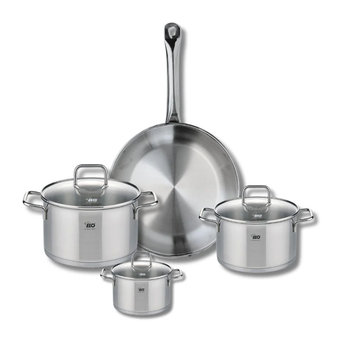 Ensemble de 1 Poêle de cuisson 28 cm et 3 faitouts 12, 16 et 20 cm Elo Profi Citrin