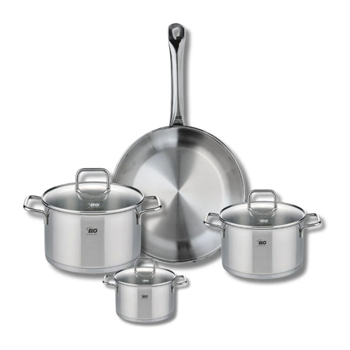 Ensemble de 1 Poêle de cuisson 28 cm et 3 faitouts 12, 16 et 20 cm Elo Profi Citrin