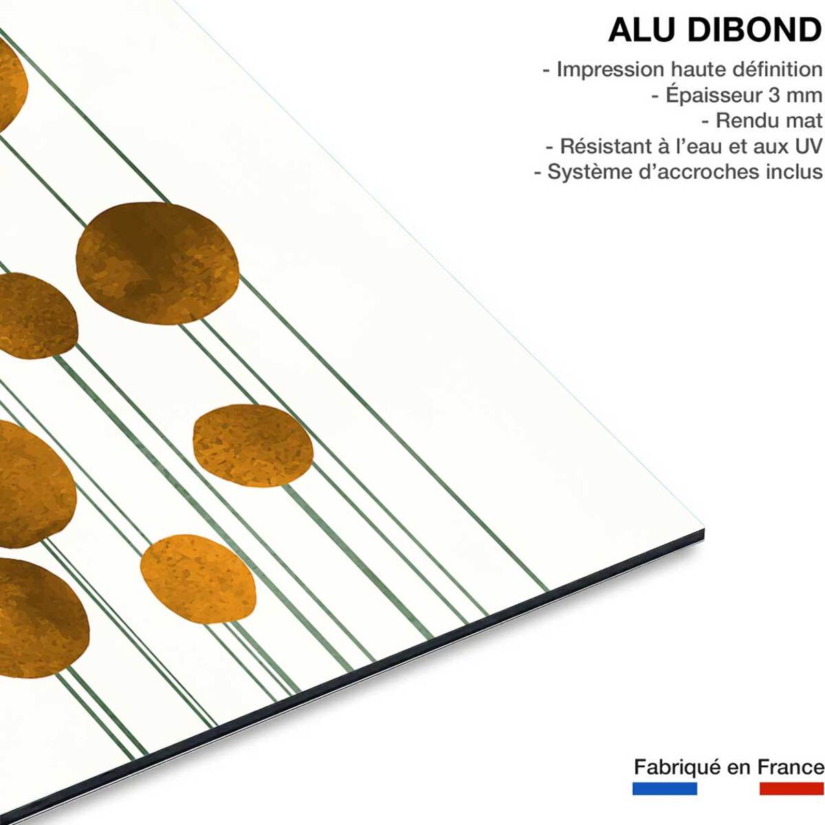 Tableau Fleurs d'eau dorées Tableau alu Dibond
