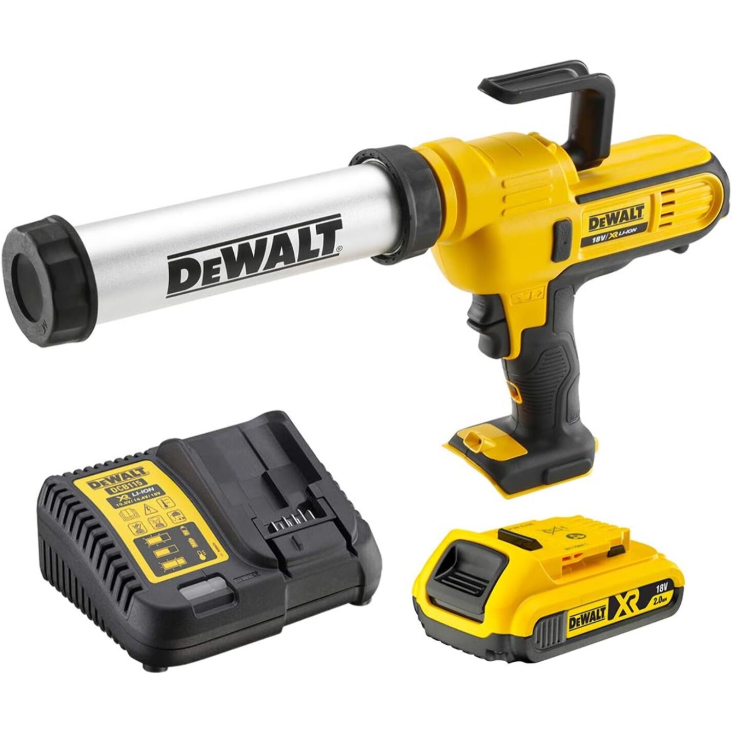 Pistolet à mastic XR 18V - Cartouche 300/400 ml - DEWALT - avec 1 batterie 18v 2.0 Ah - DCE571D1-QW