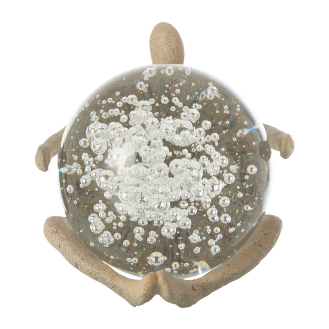 J-Line décoration Figurine Boule - polyrésine/cristal - beige