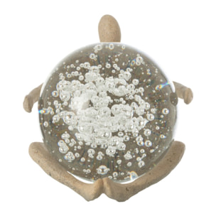J-Line décoration Figurine Boule - polyrésine/cristal - beige