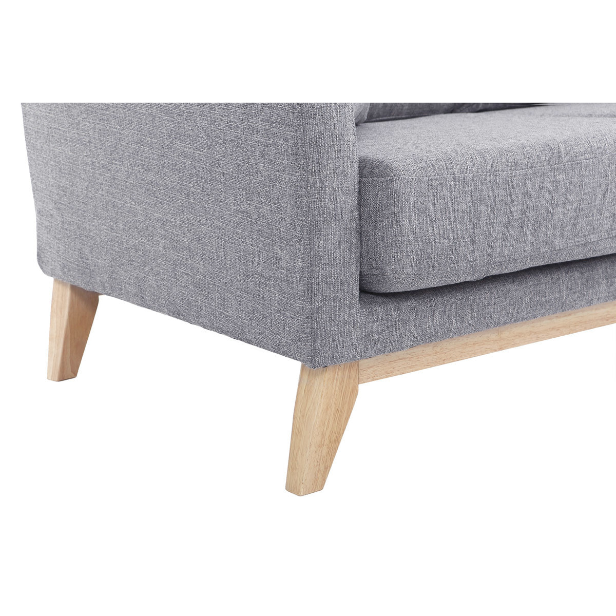 Canapé scandinave déhoussable 2 places en tissu gris clair et bois clair OSLO