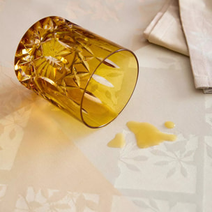 Nappe pur coton enduit motif jacquard beige Mille pistils naturel