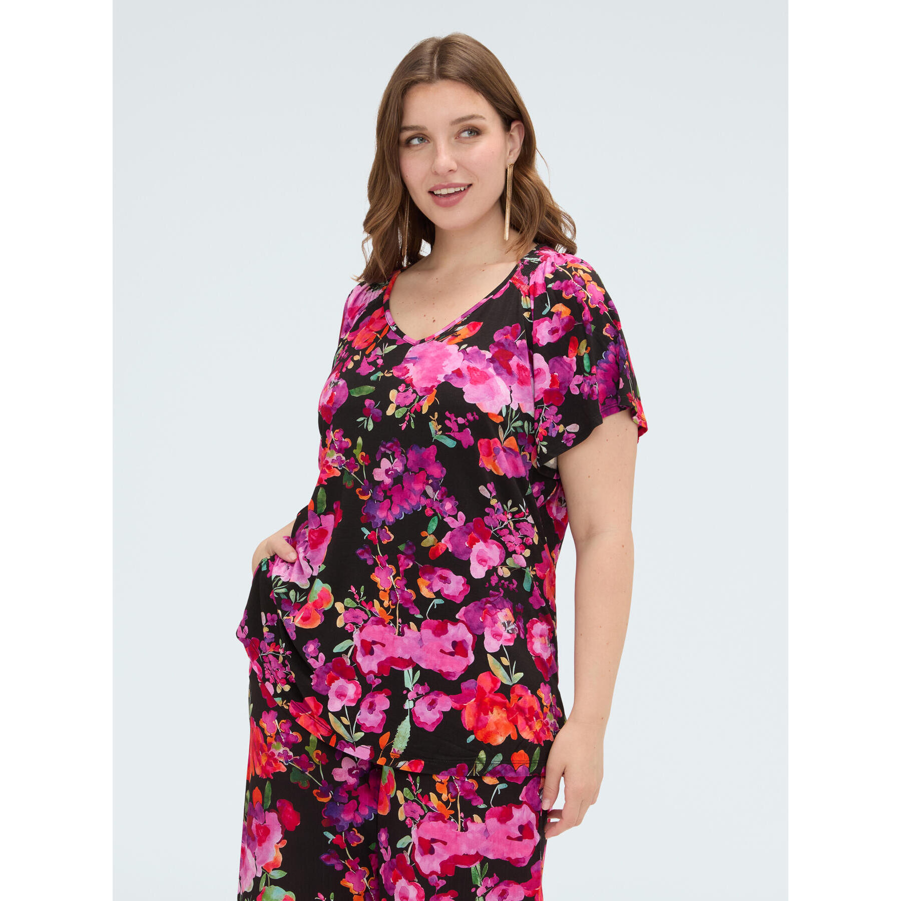 Fiorella Rubino - Camiseta de jersey de viscosa con estampado - Negro