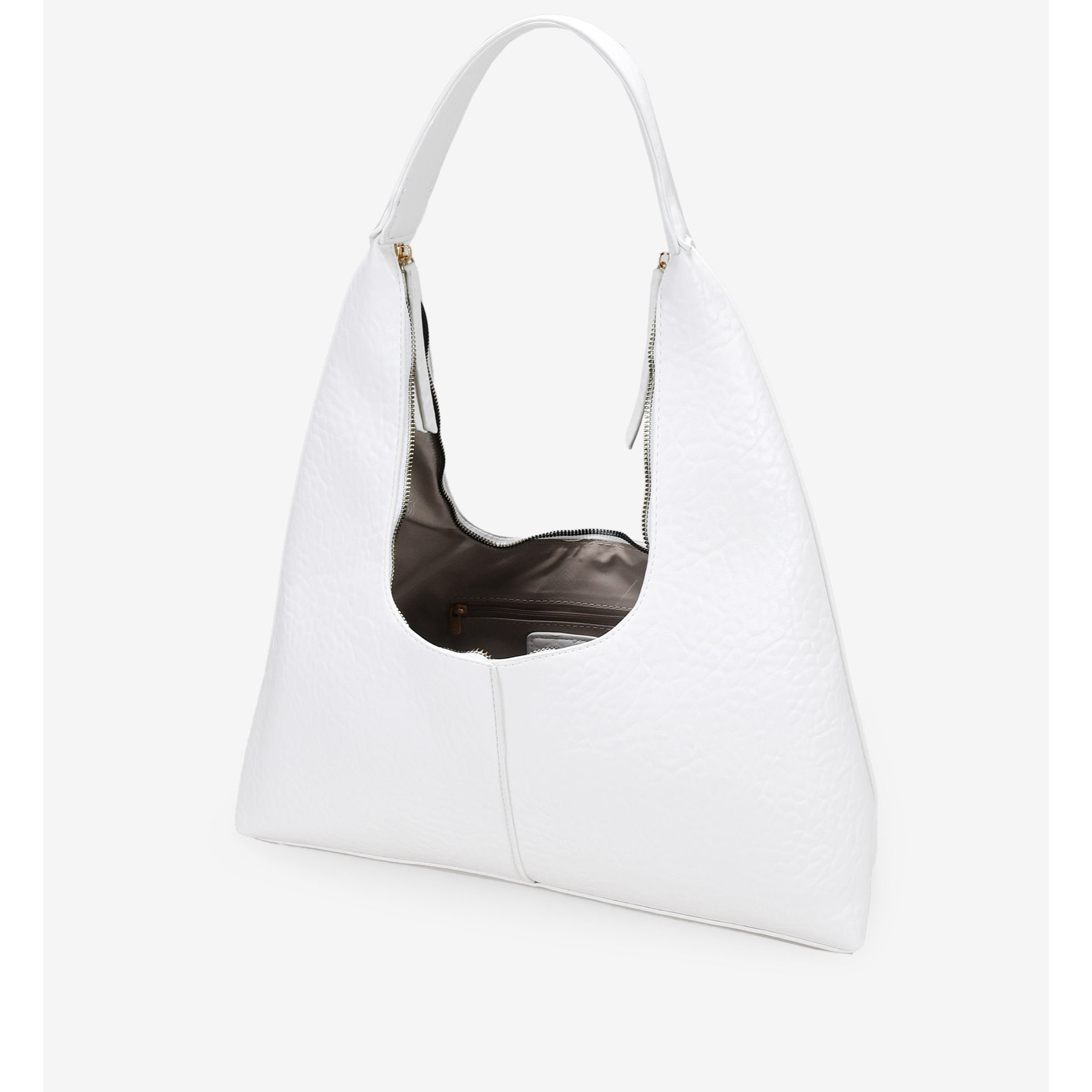 Bolso de hombro blanco con cremallera