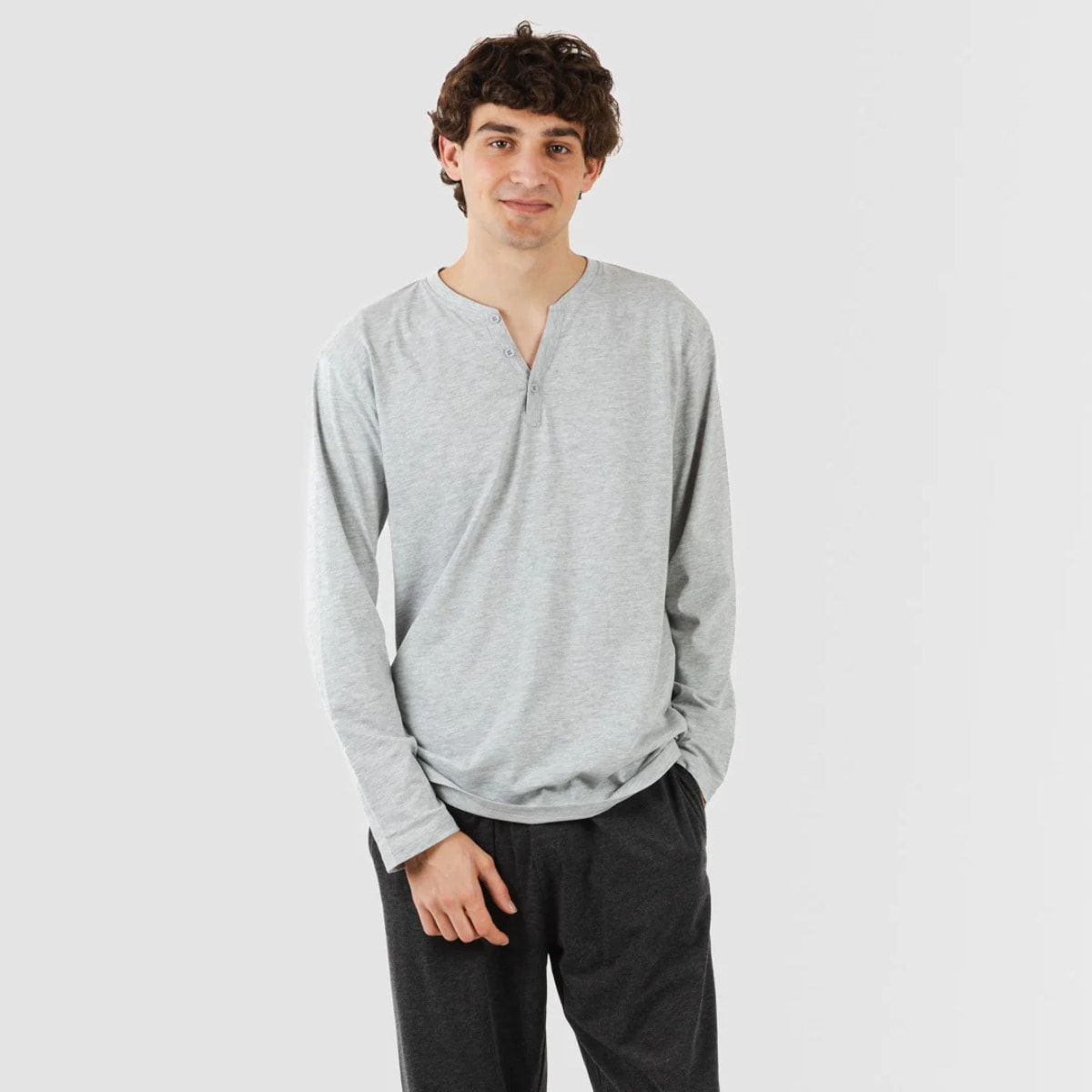 Pijama largo hombre con botones Perla - Marengo