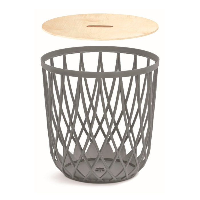 Cesta multifuncional 55l prosperplast uniqubo de plastico en color piedra gris 44,7 (largo) x 44,7 (ancho) x 45 (alto) cm con tapa de madera