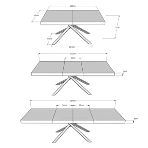 Mesa extensible 90x160/264 cm Karida Premium fresno blanco patas antracita