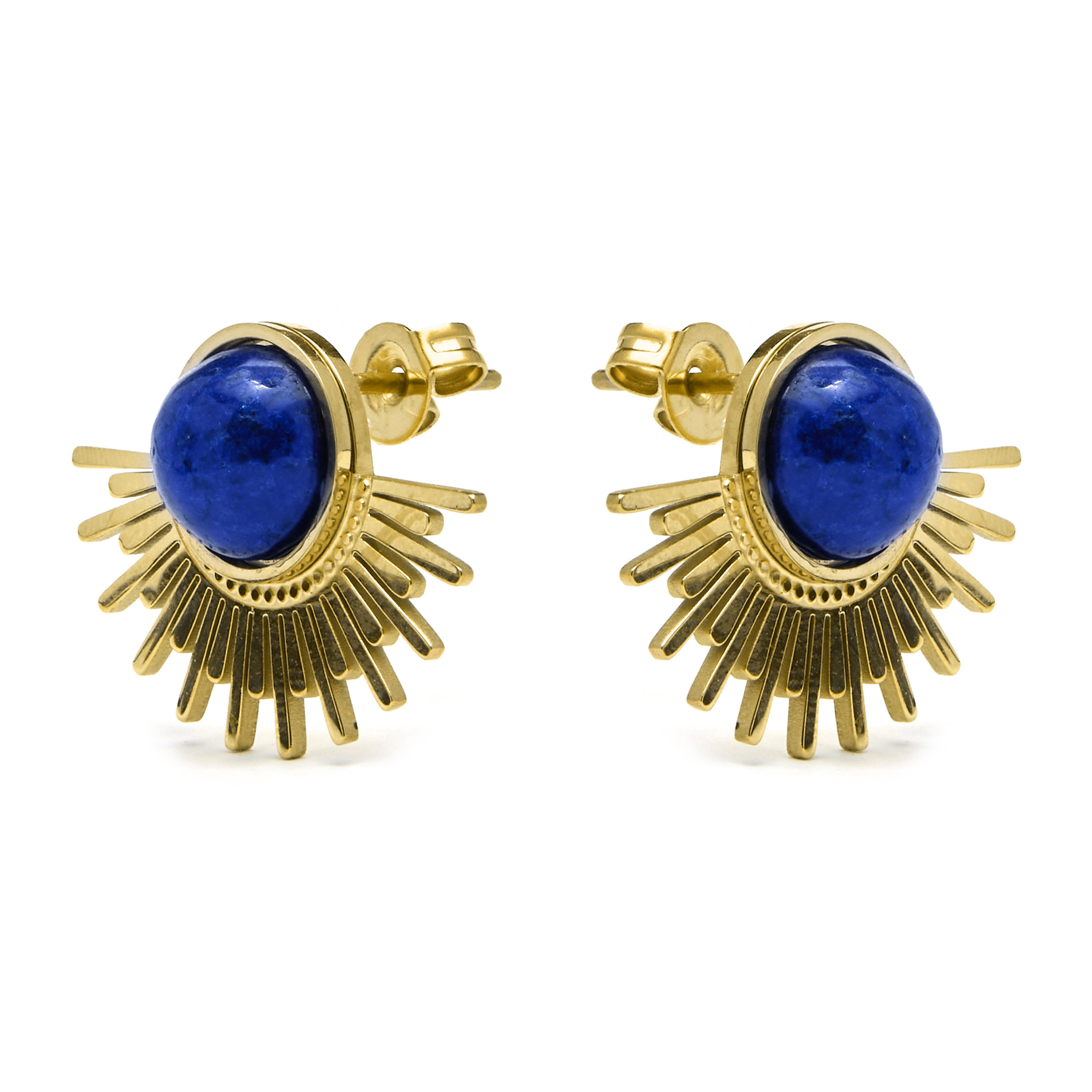 Pendientes de Lapislazuli Natural acabados en oro amarillo de 18K- Viwing