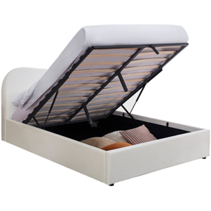 Lit coffre avec tête de lit en velours - SUZON