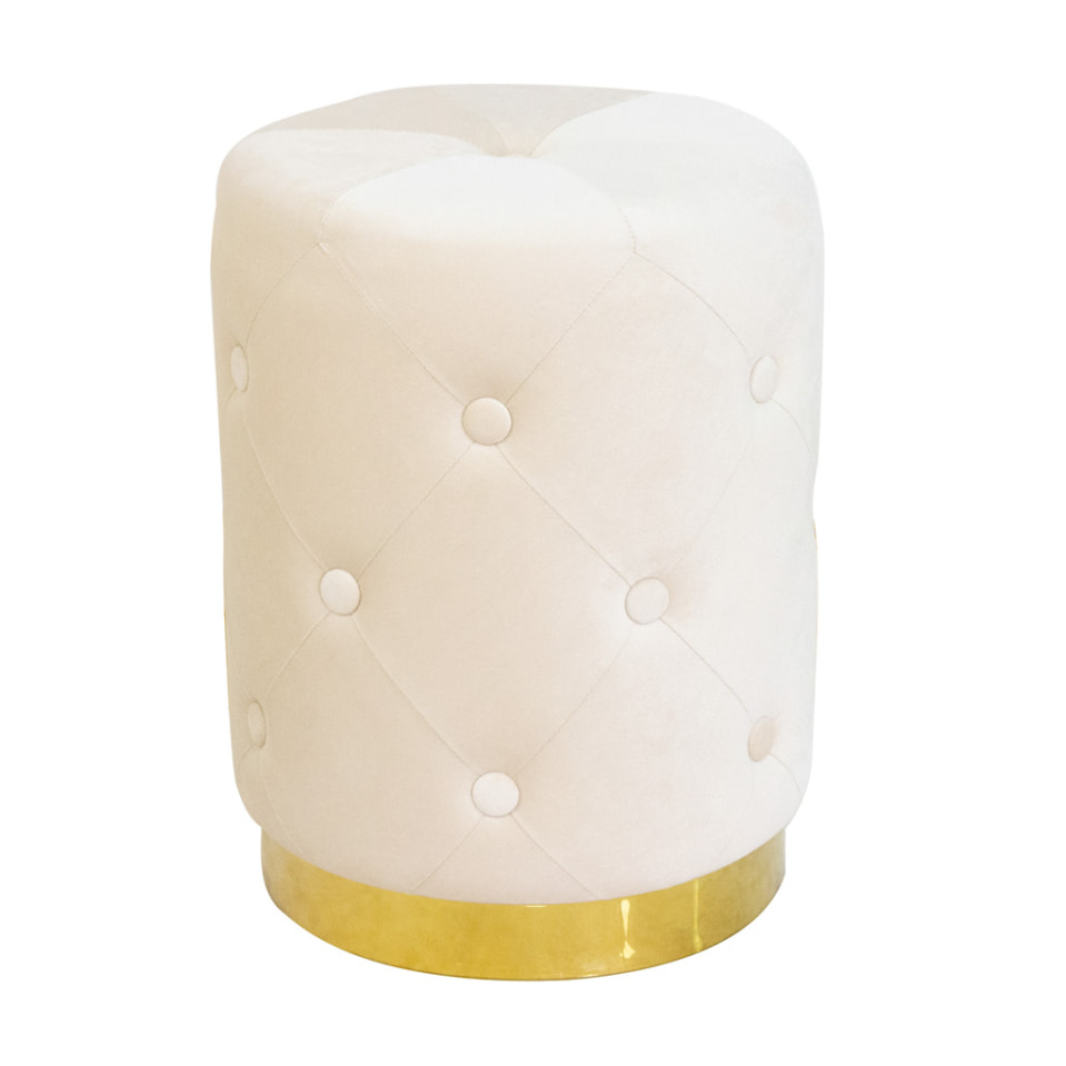 Pouf Poggiapiedi Rotondo Seduta In Velluto Velvet Chic Beige