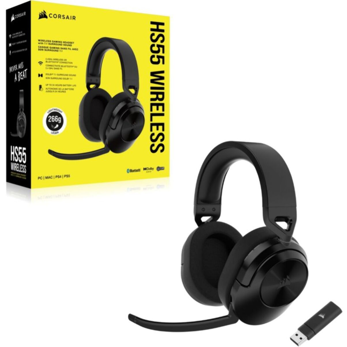 Casque gamer CORSAIR HS55 Wireless Carbon