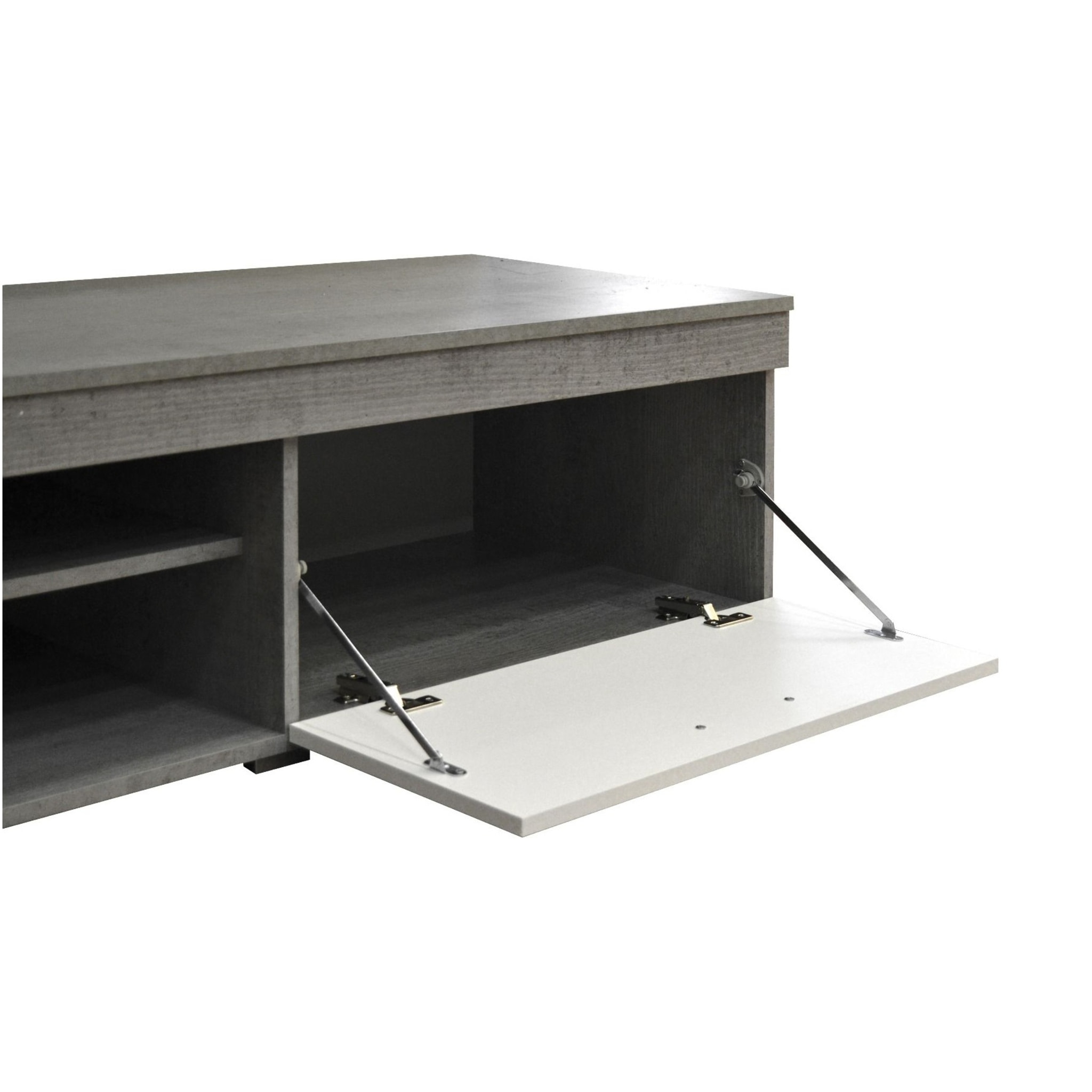 Parete Attrezzata Da Soggiorno Salotto Moderna Con Ante Mensole Vani A Giorno Vetrinetta Mobile TV Design Moderno 293x193x50 Cm Bianco Grigio Cemento