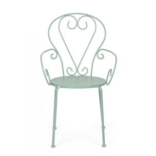 Set di 4 sedie ETIENNE in acciaio verde chiaro impilabili, con braccioli