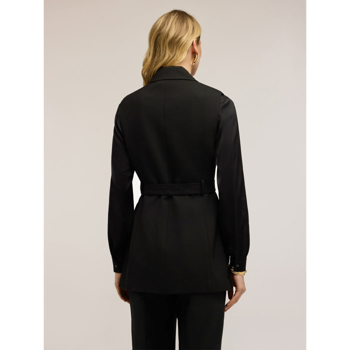 Motivi - Gilet doppiopetto con cintura - Nero