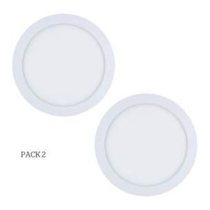 FORLIGHT Easy Circular - 2 Downlights con LED integrado 3000K para iluminar hacia abajo ON/OFF ø30cm Color Blanco