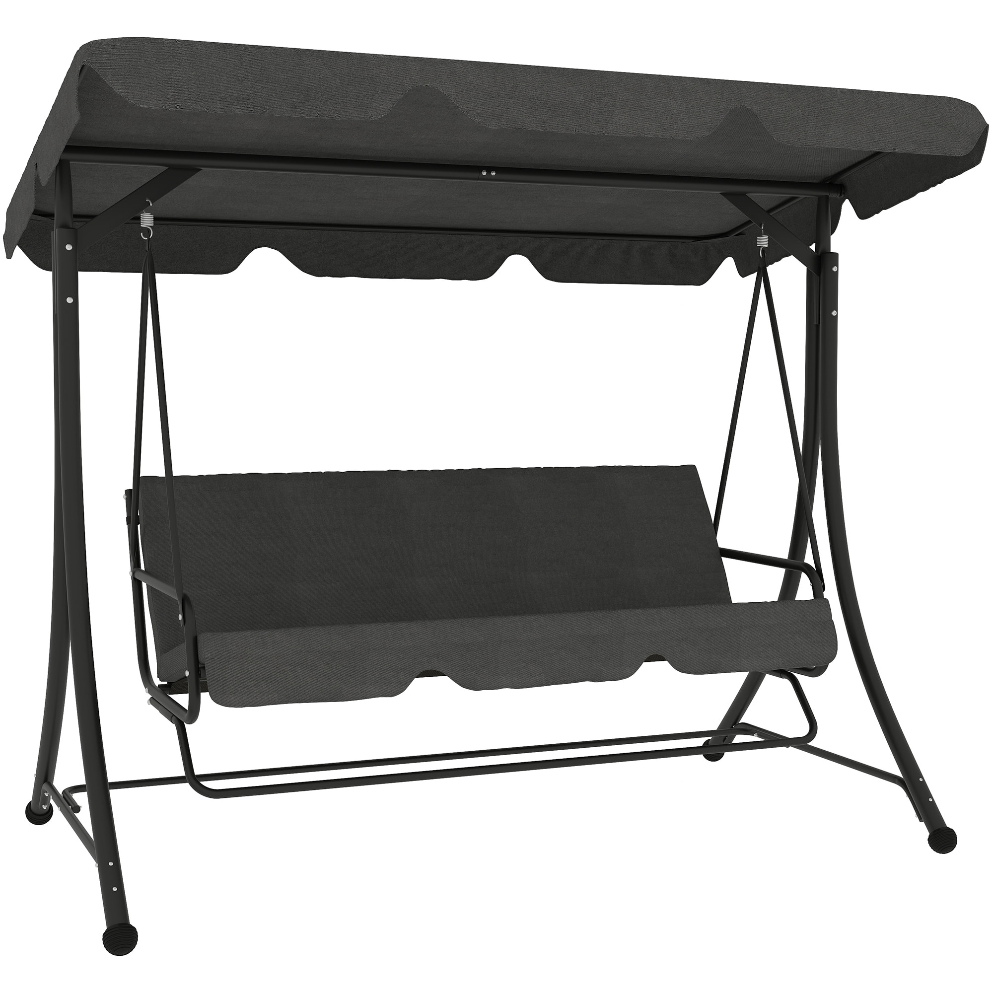 Columpio de Jardín Exterior de 3 Plazas Balancín de Jardín Exterior con Toldo Ajustable Reposapiés Retráctil y Cojines Carga 330 kg 200x127x170 cm Gris