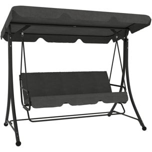 Columpio de Jardín Exterior de 3 Plazas Balancín de Jardín Exterior con Toldo Ajustable Reposapiés Retráctil y Cojines Carga 330 kg 200x127x170 cm Gris