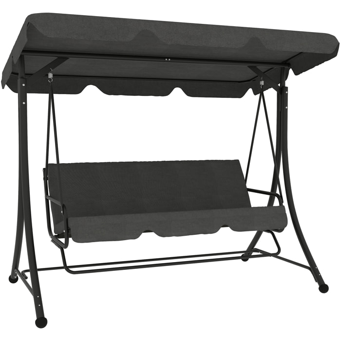 Columpio de Jardín Exterior de 3 Plazas Balancín de Jardín Exterior con Toldo Ajustable Reposapiés Retráctil y Cojines Carga 330 kg 200x127x170 cm Gris