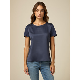 Oltre - T-shirt bimaterica - Blu