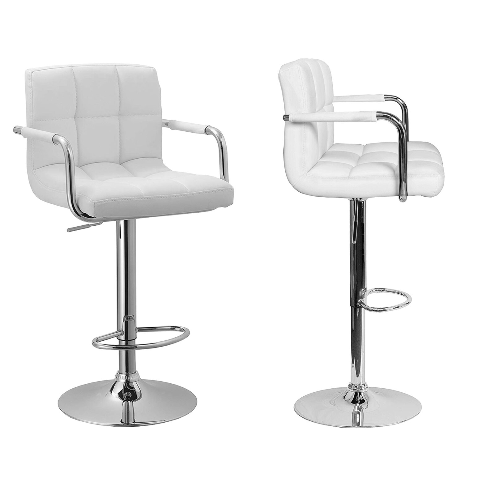 Lot de 2 tabourets de bar blanc avec accoudoirs MIKE