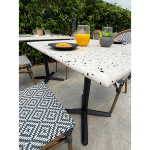 BISTRO - Table carrée de jardin en acier et plateau terrazzo