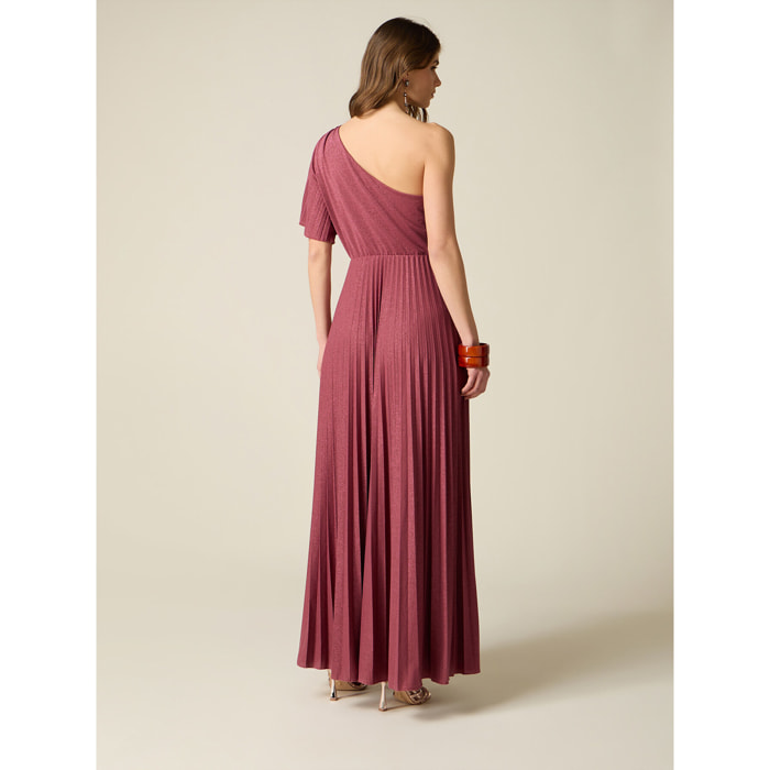 Oltre - Vestito lurex monospalla - Bordeaux