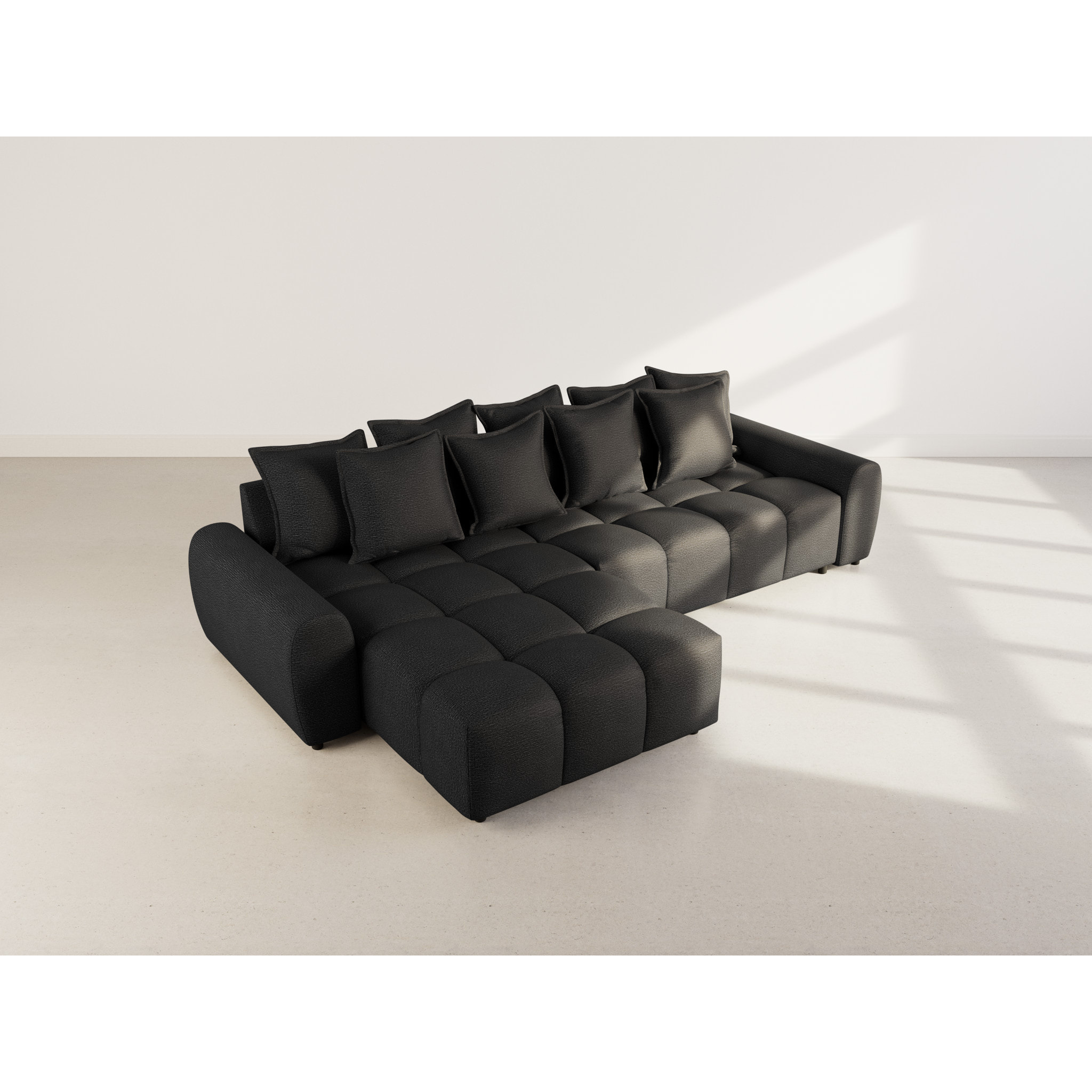 Adelaide - canapé d'angle réversible 4 places en tissu texturé - Noir